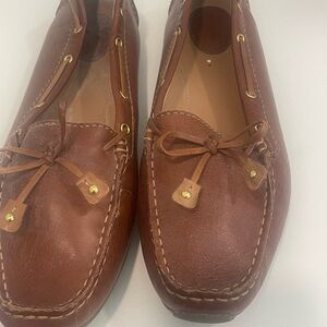 Clarks Brown Leather Loafers with Gold Accents